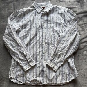 Eddie Rodriguez VTG Rockabilly Mens L Button Up Shirt Blue Stripe Western
